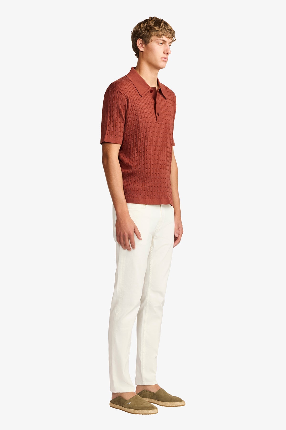 Anthony Squires Evan knitted cable Polo (Burgundy)