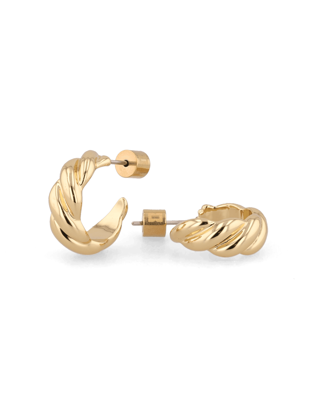 Image of Earrings. Product name - Eve Twist Gold Hoop Earrings in colour by brand - LAVANA
