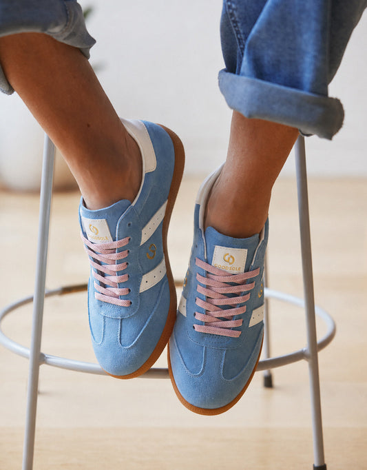Goodsole Parallel Suede Sneakers (Denim/Pink)