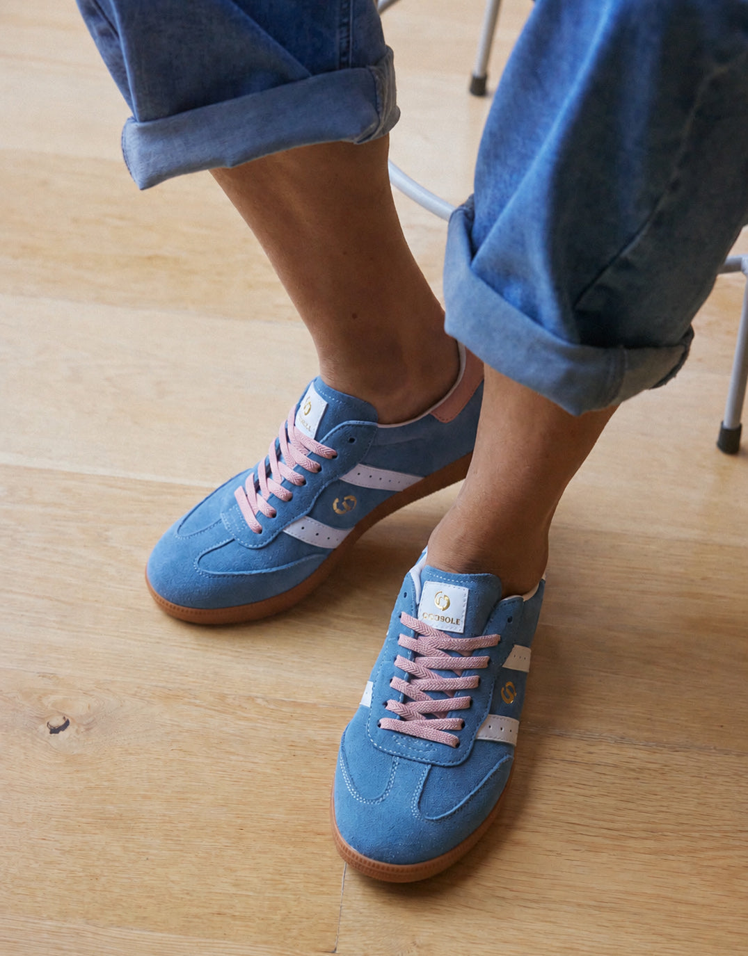 Goodsole Parallel Suede Sneakers (Denim/Pink)