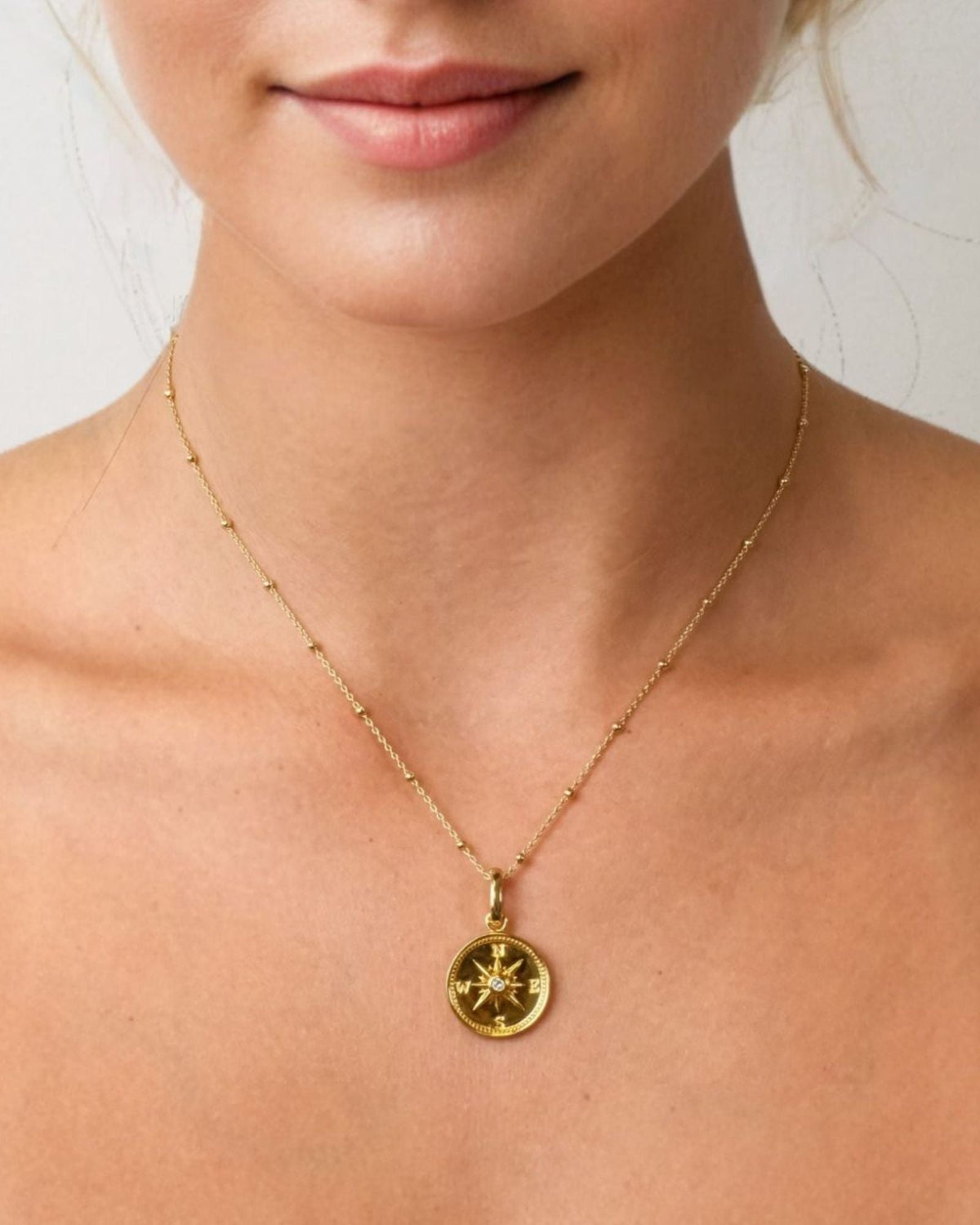 LAVANA Exploration Compass Gold Diamond Pendant