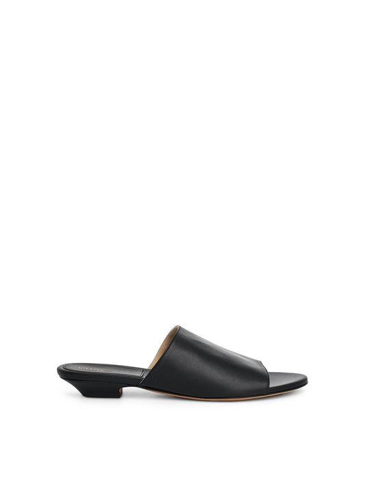 Image of Flats. Productname: KHAITE Marion Slide Flat Sandal in Black colour by brand - KHAITE