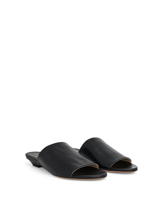 KHAITE Marion Slide Flat Sandal (Black)