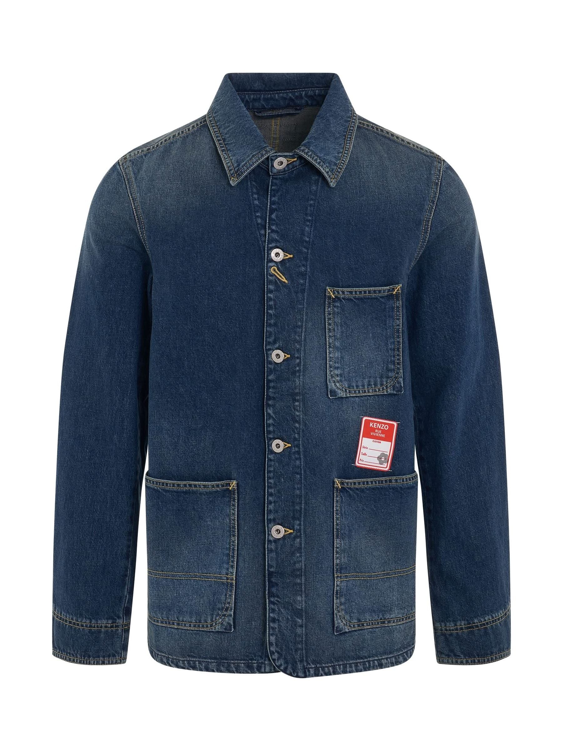 Image of Coats & Jackets. Productname: KENZO Workwear Denim Jacket in BLUE colour by brand - KENZO