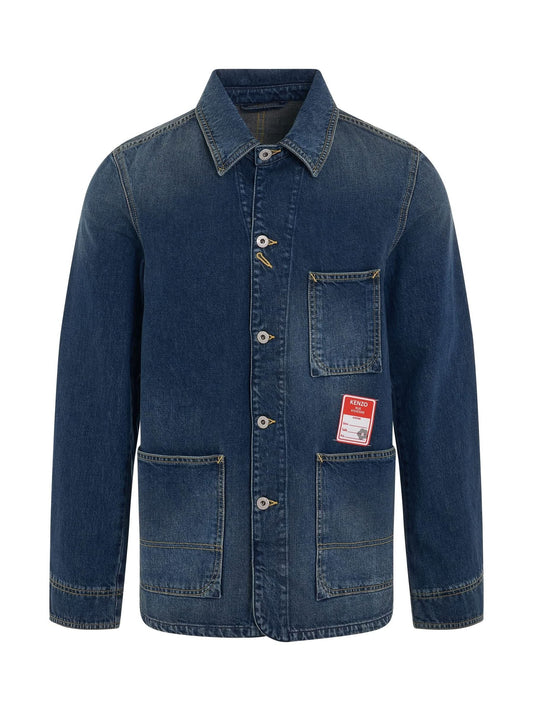 Image of Coats & Jackets. Productname: KENZO Workwear Denim Jacket in BLUE colour by brand - KENZO