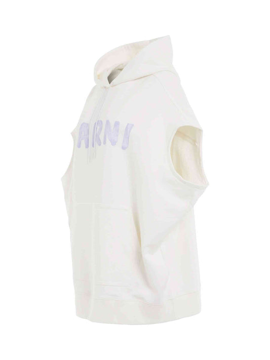MARNI Sleeveless Logo Hoodie (Stone White)