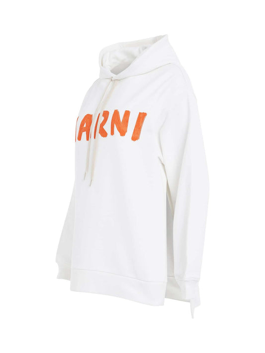 MARNI Logo Print Hoodie (Stone White)