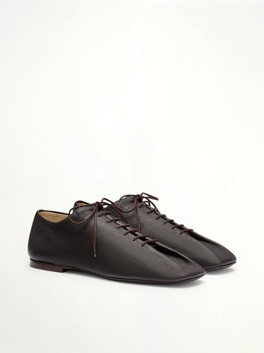 LEMAIRE Souris Flat Classic Derbies (Dark Chocolate)