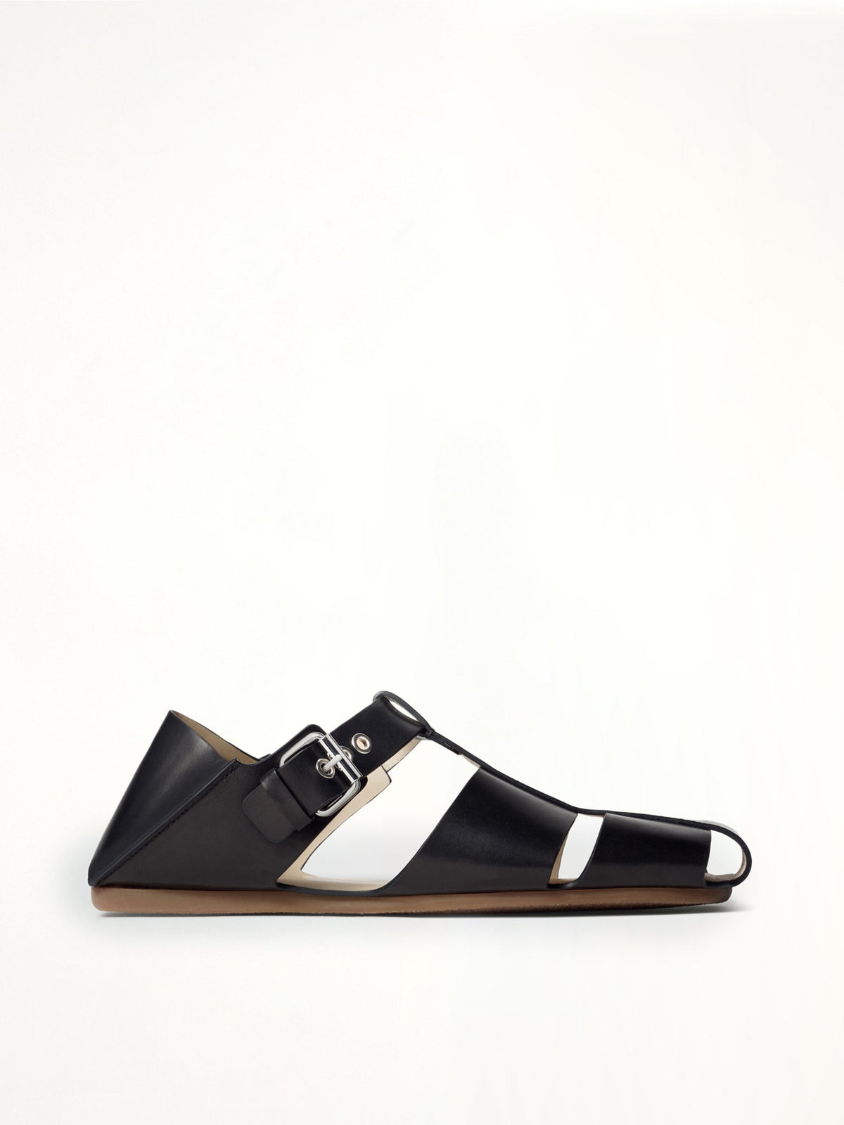Image of Sandals. Product name - Fisherman Slip On Sandals in Black colour by brand - LEMAIRE