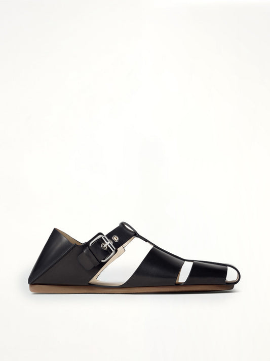 Image of Sandals. Product name - Fisherman Slip On Sandals in Black colour by brand - LEMAIRE