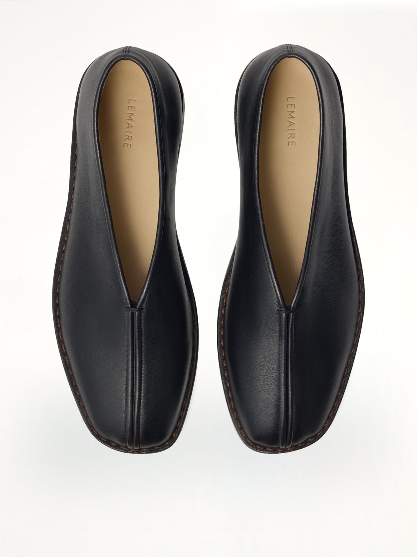 LEMAIRE Flat Piped Slippers (Black)