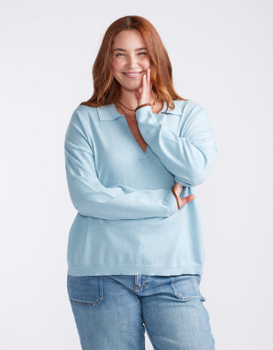 White & Co. Polo Frenchie Knit (Ice Blue)