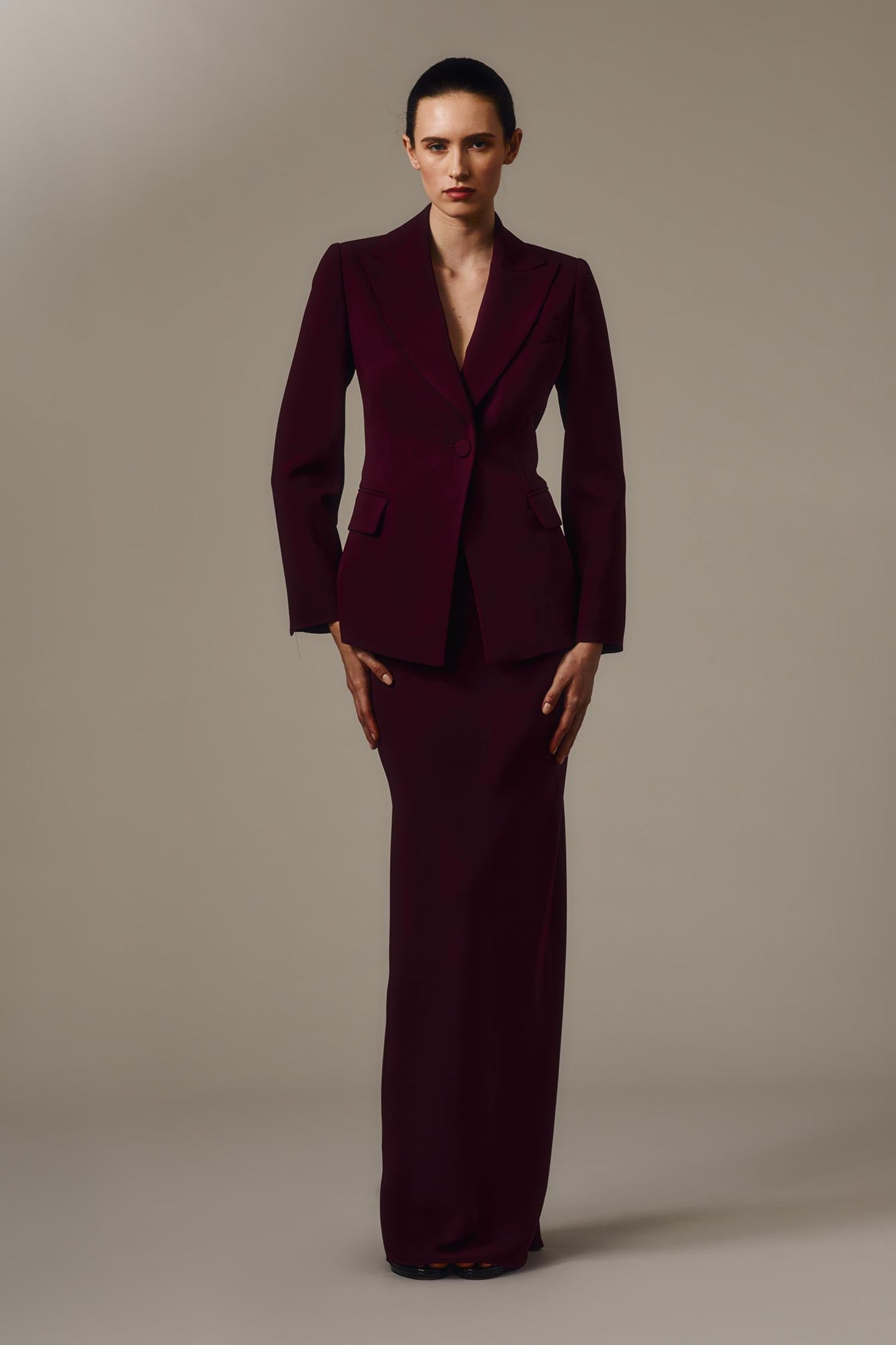 Carla Zampatti Merlot Crepe Bias Skirt (Red)