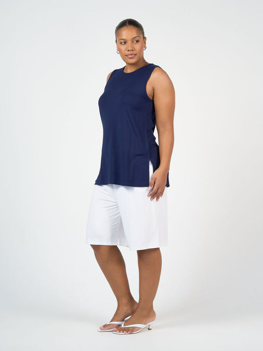 Lou Lou Simone Wide Leg Bamboo Shorts (White)