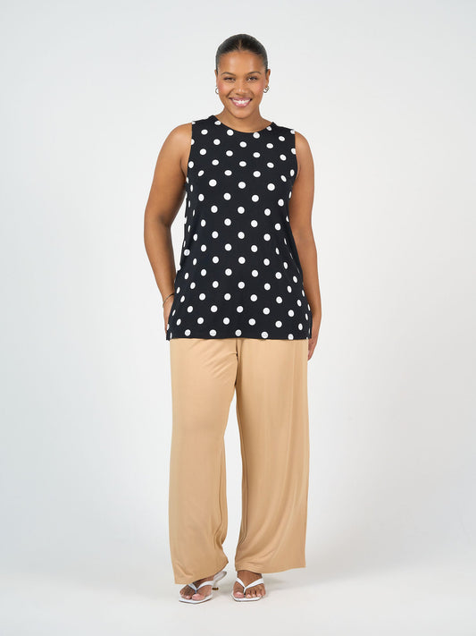 Lou Lou Billie Bamboo Wide Leg Dress Pant (Tan)