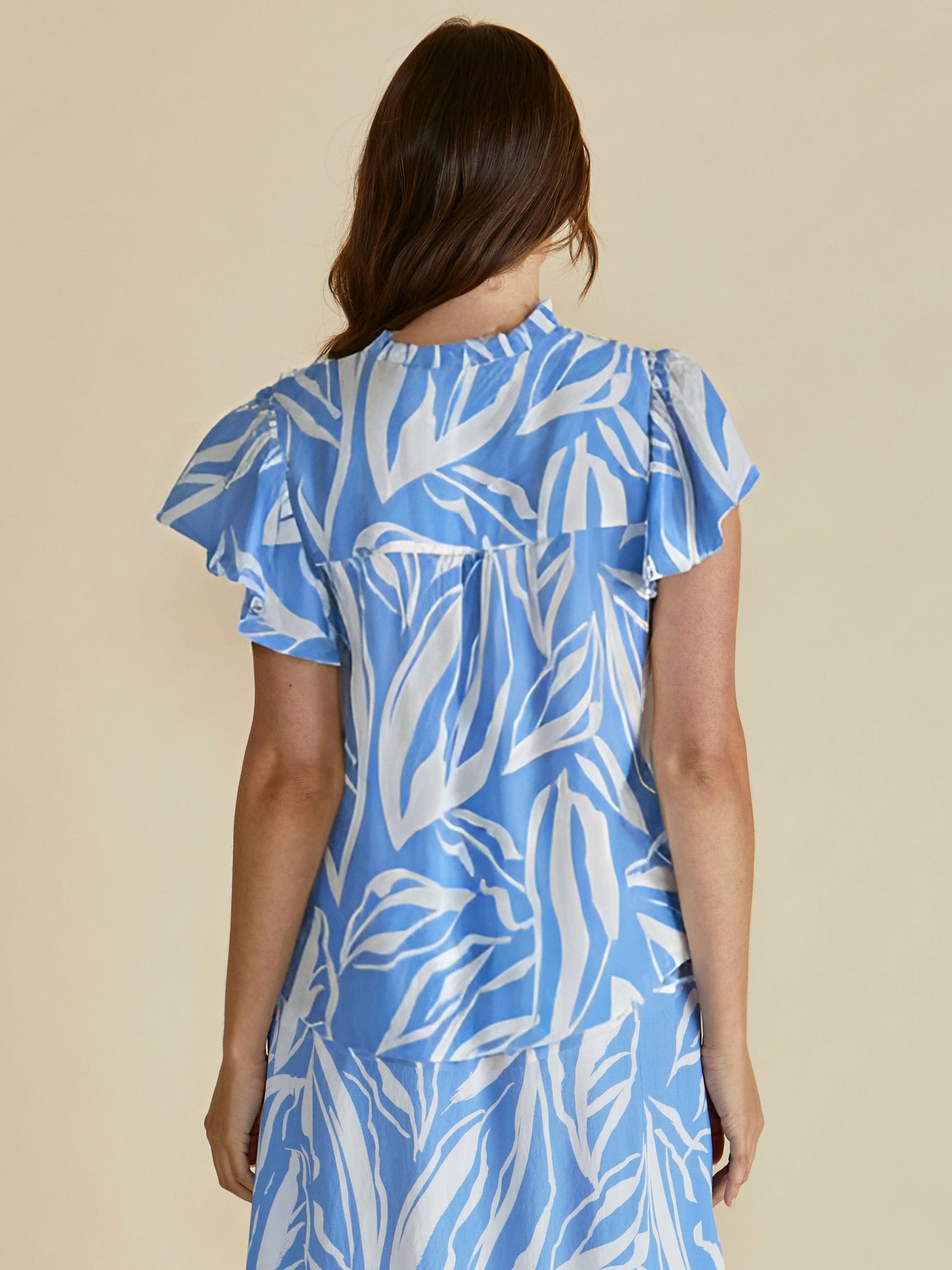 Betty Basics Lyra Blouse (Blue Abstract Print)