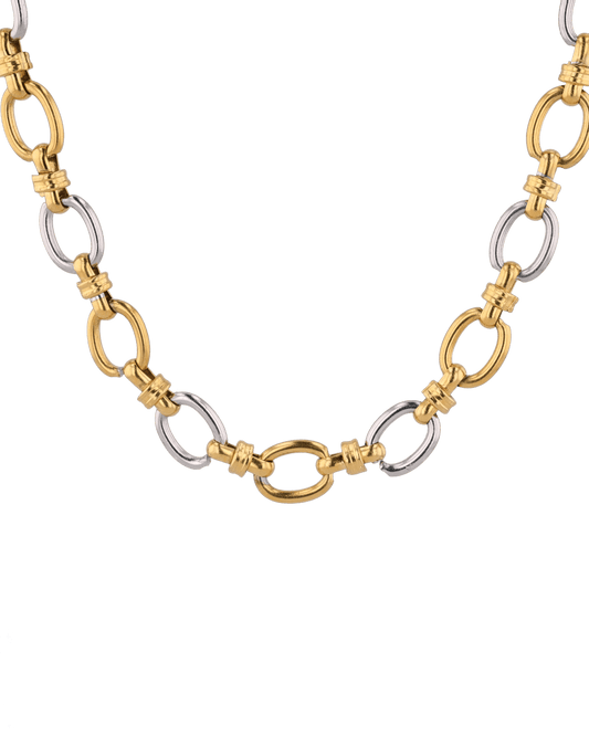 Image of Necklaces. Product name - Fia Two-tone Link Necklace in colour by brand - LAVANA