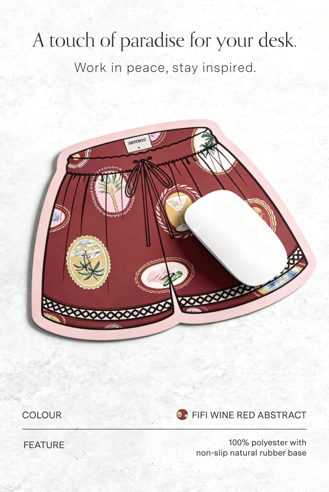 Image of Electronics Accessories. Productname: Fifi Wine Red Abstract Mouse Pad in Red colour by brand - HEYCHIC