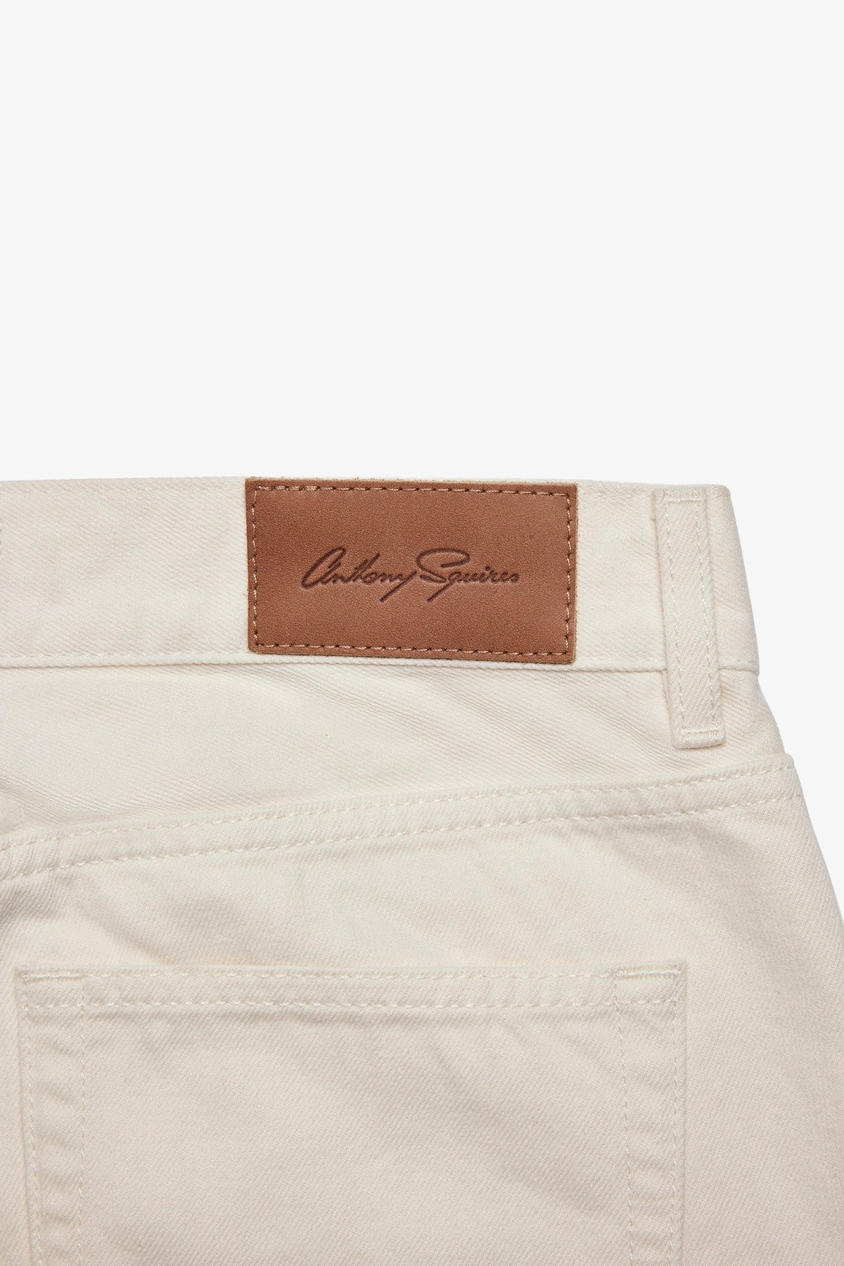 Anthony Squires Five pocket denim pant in off- twill (White)