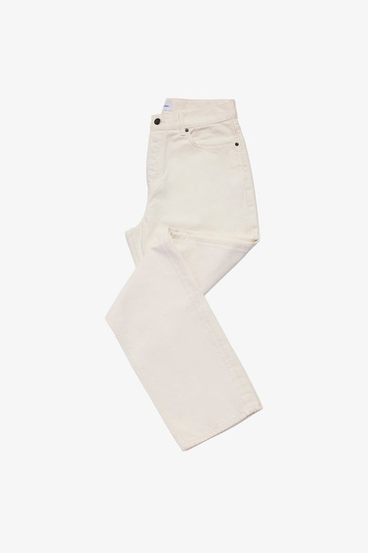 Anthony Squires Five pocket denim pant in off- twill (White)