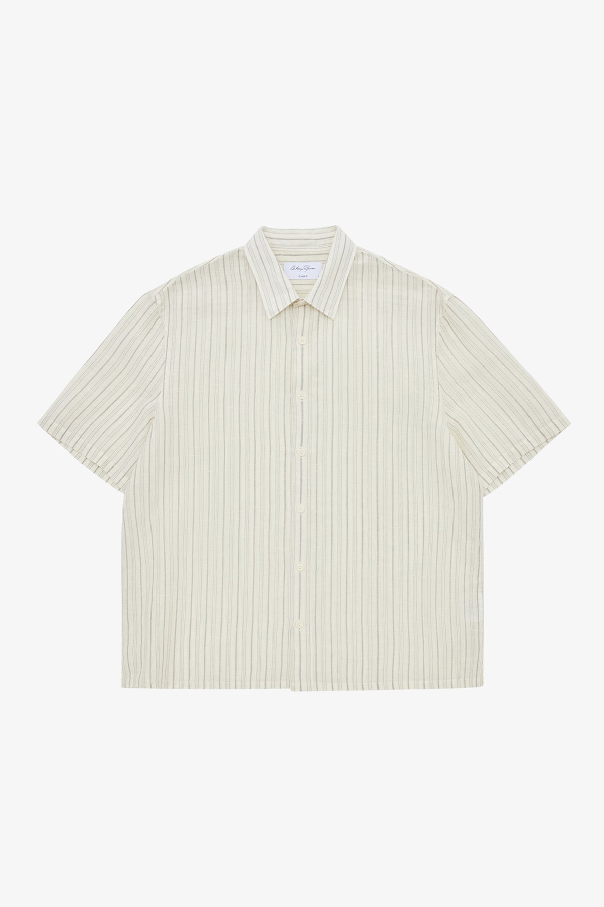 Anthony Squires Ash Natural stripe Cotton/Linen S/S Shirt (Cream)