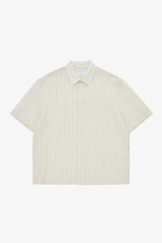 Anthony Squires Ash Natural stripe Cotton/Linen S/S Shirt (Cream)