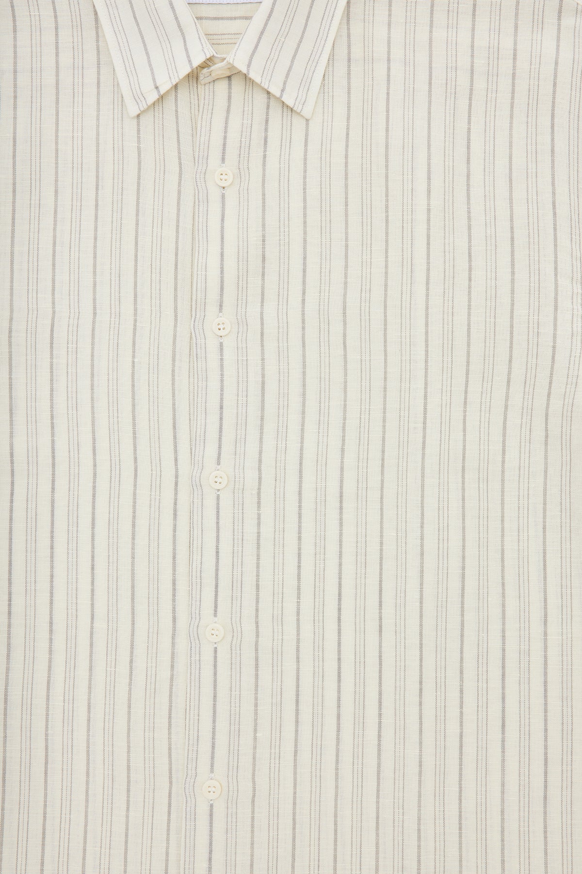 Anthony Squires Ash Natural stripe Cotton/Linen S/S Shirt (Cream)