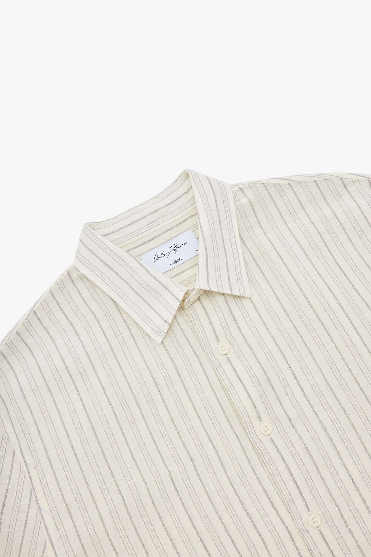 Anthony Squires Ash Natural stripe Cotton/Linen S/S Shirt (Cream)