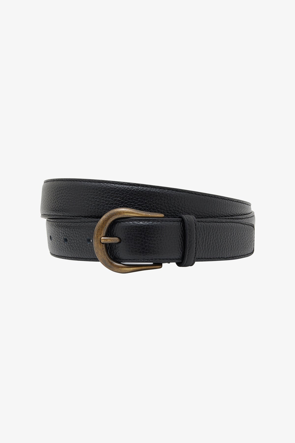 Anthony Squires Pebble Leather Belt D Ring Antique Brass (Black)