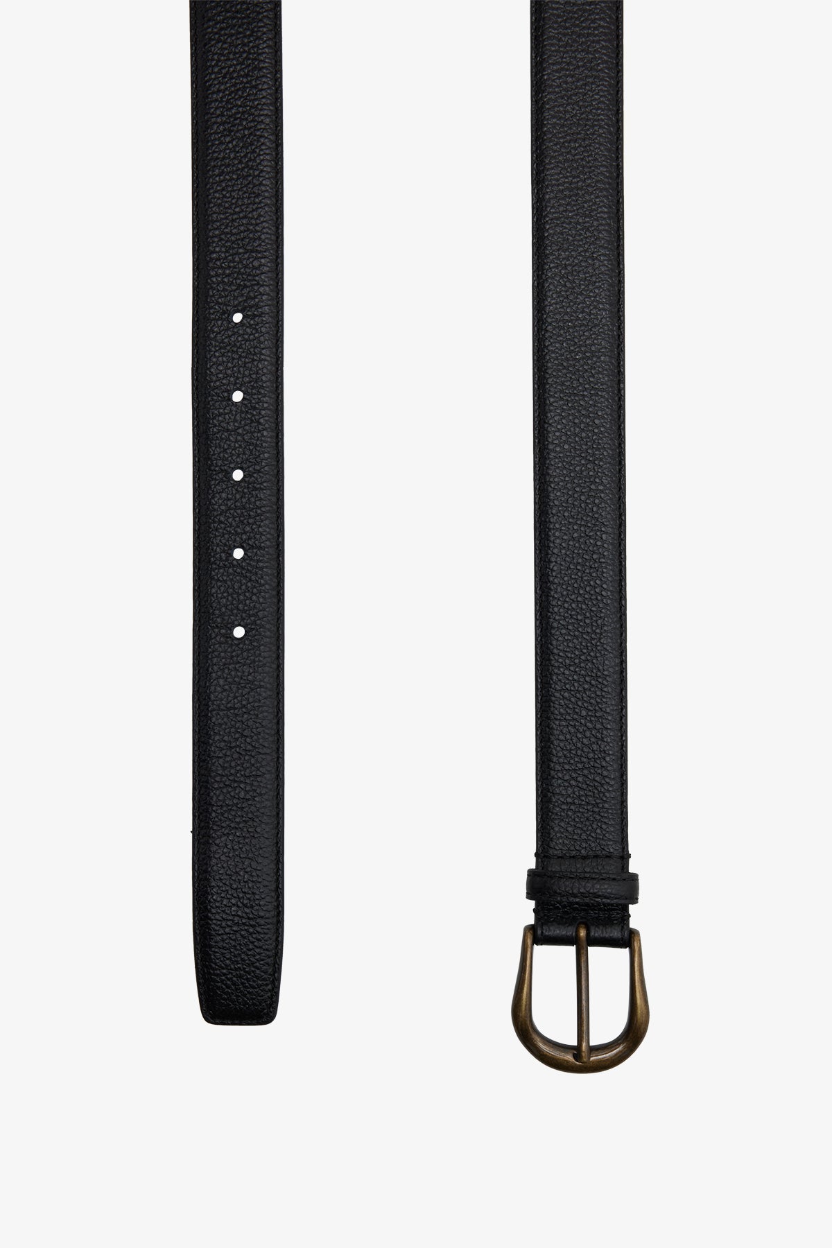 Image of Belts. Product name - Black Pebble Leather Belt D Ring Antique Brass in Black colour by brand - Anthony Squires