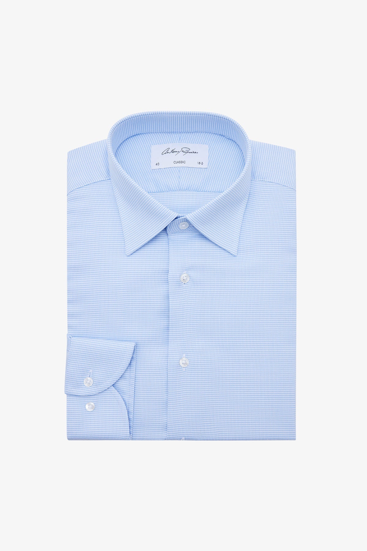 Anthony Squires Gus Formal Shirt Micro Houndstooth (Blue)
