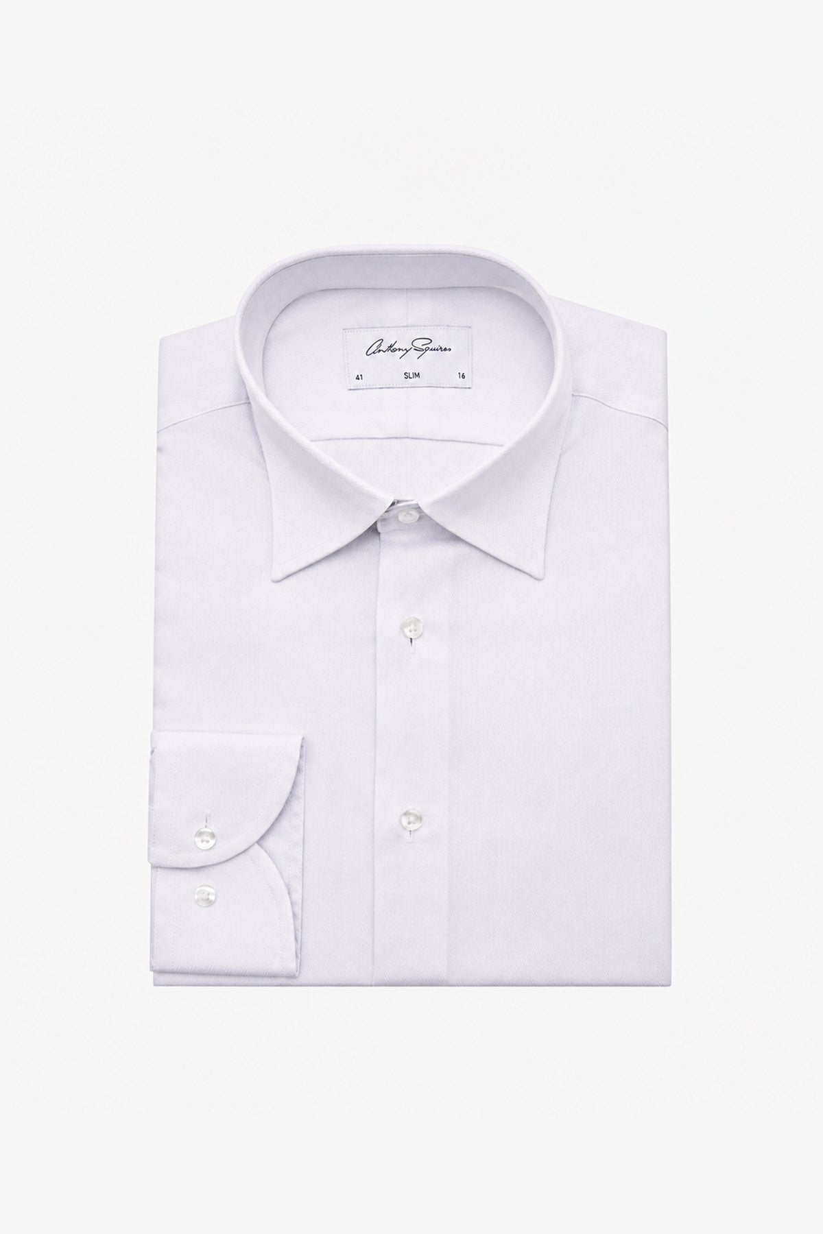 Anthony Squires Onder Formal Shirt Herringbone (White)