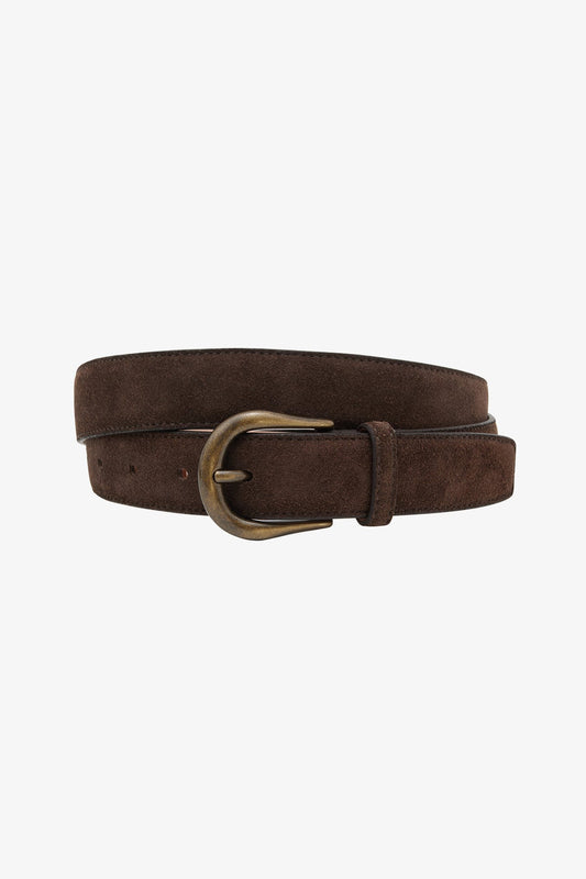 Anthony Squires Suede Belt D Ring with Antique Brass (Brown)