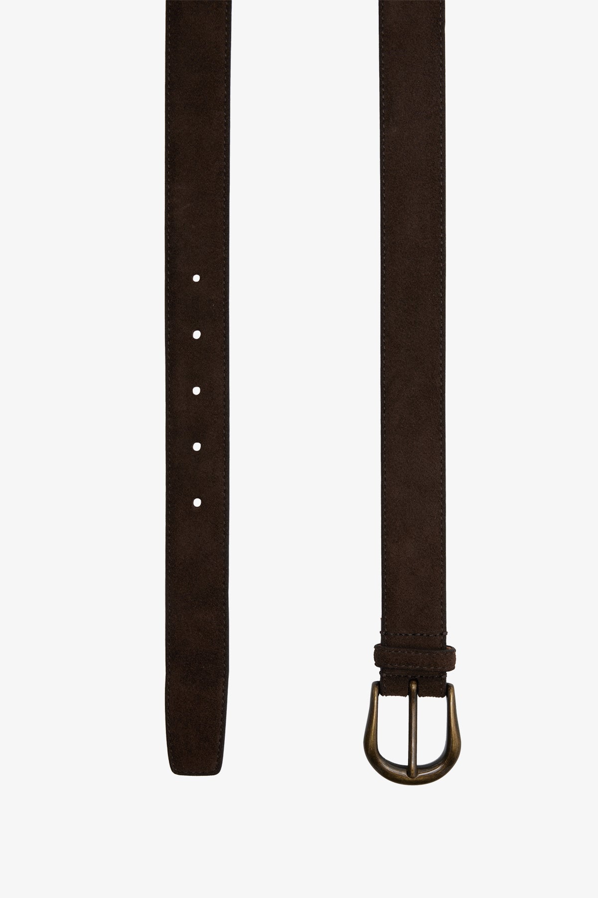 Image of Belts. Product name - Suede Brown Belt D Ring with Antique Brass in Brown colour by brand - Anthony Squires