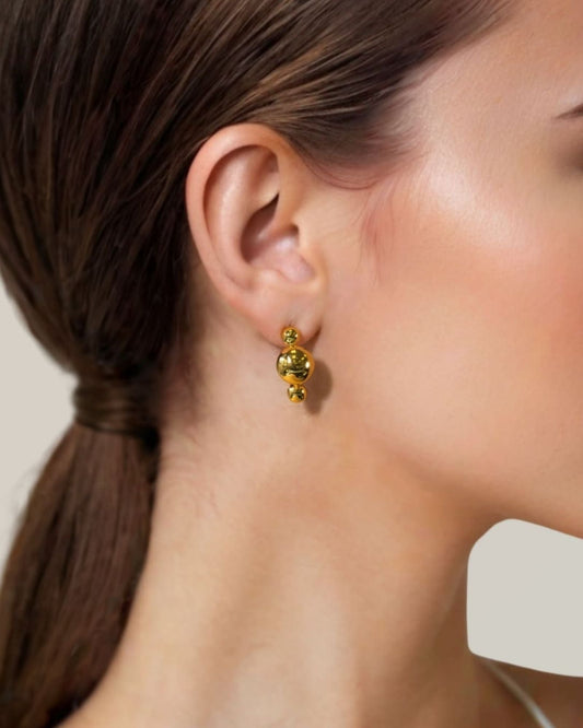 LAVANA Floating Pebble Gold Huggie Earrings