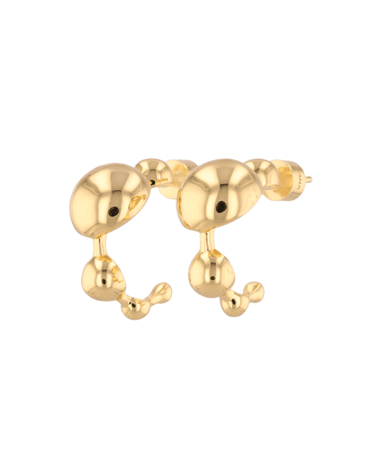 Image of Earrings. Product name - Floating Pebble Gold Huggie Earrings in colour by brand - LAVANA