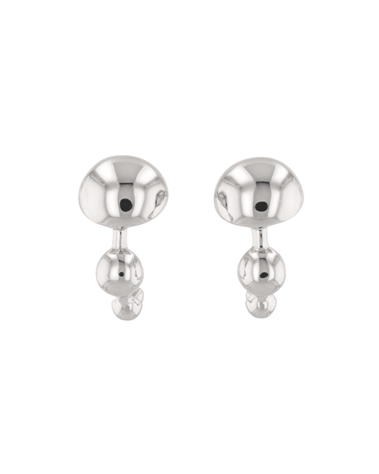 LAVANA Floating Pebble Silver Huggie Earrings