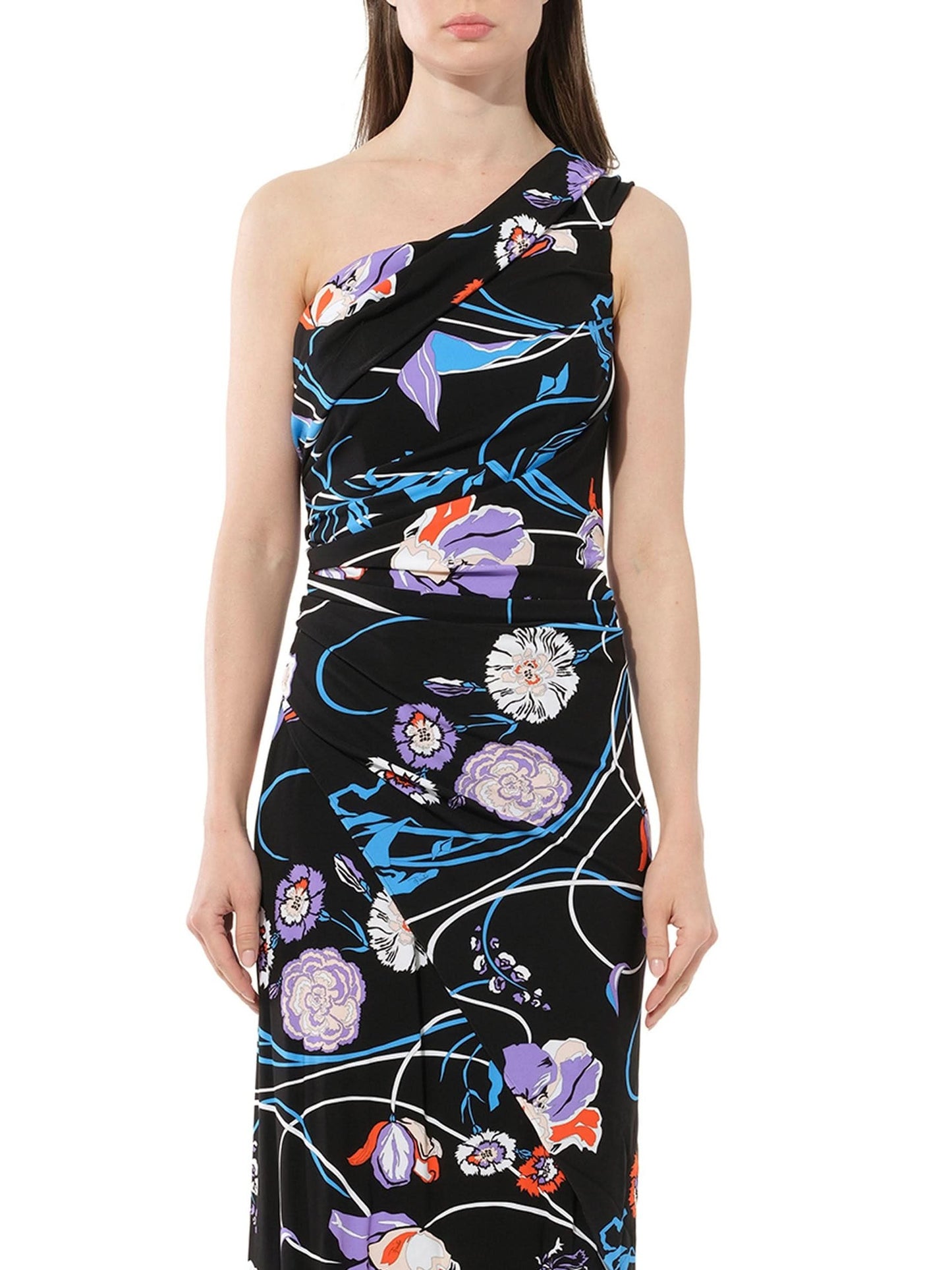 Image of a model wearing Dress. Productname: PUCCI Floral Lng Dress in Celeste colour by brand - PUCCI