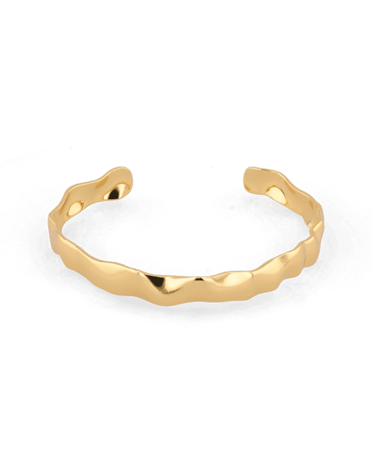 Image of Jewelry. Product name - Fluidity Gold Cuff Bangle in colour by brand - LAVANA