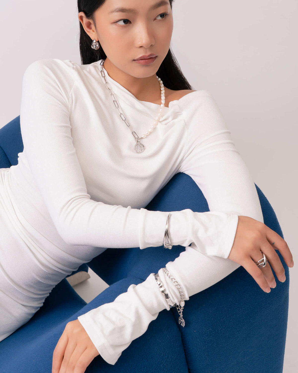 LAVANA Fluidity Silver Cuff Bangle