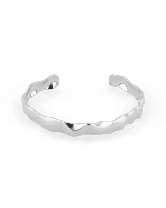 Image of Jewelry. Product name - Fluidity Silver Cuff Bangle in colour by brand - LAVANA