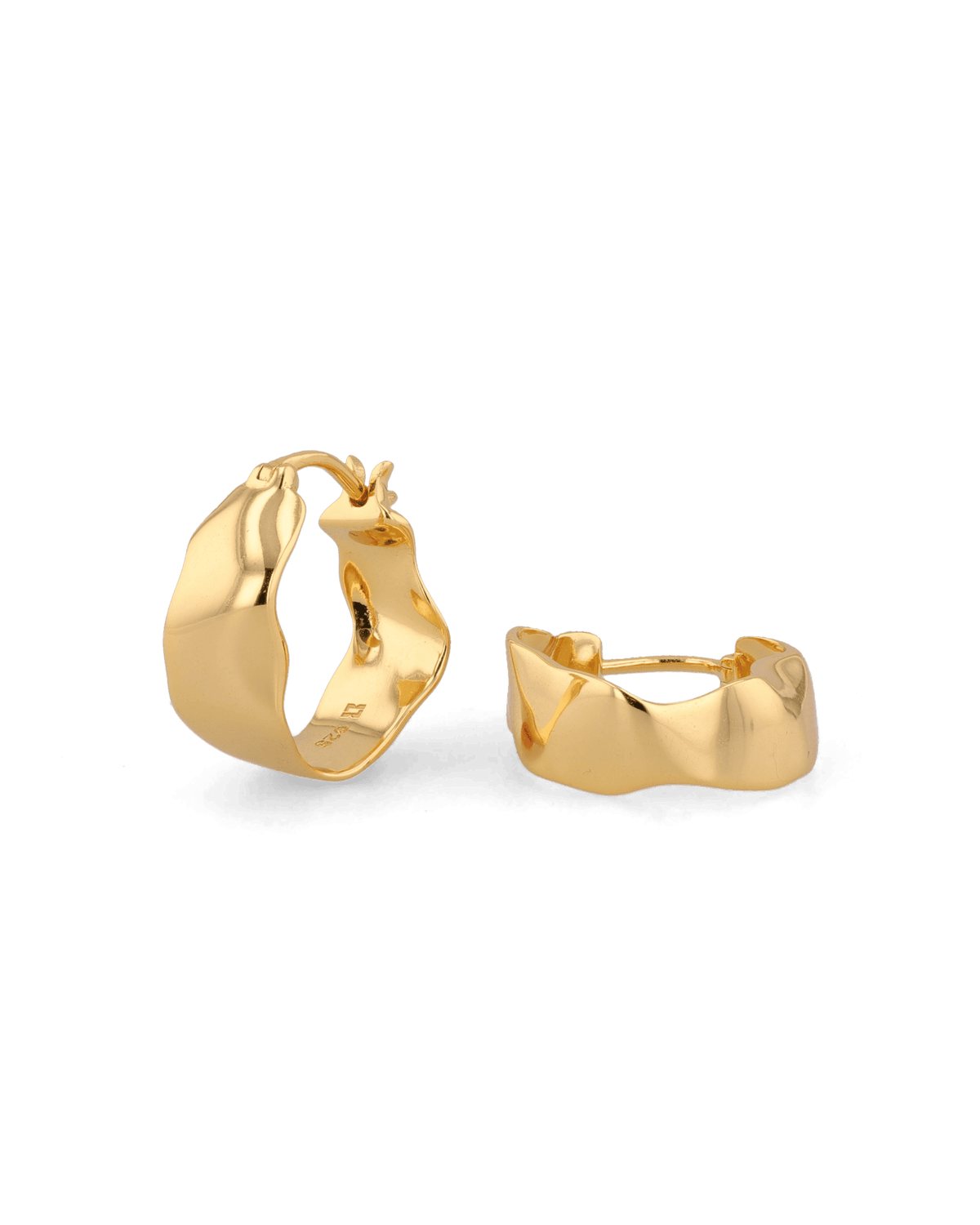 Image of Earrings. Product name - Fluidity Gold Hoop Earrings in colour by brand - LAVANA