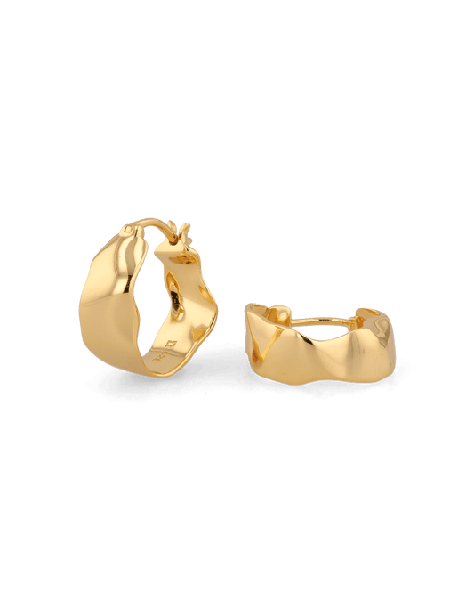 Image of Earrings. Product name - Fluidity Gold Hoop Earrings in colour by brand - LAVANA