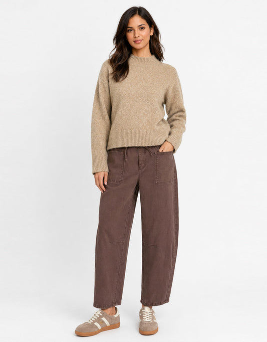 Stories Be Told Forage Mock Neck Long Sleeve Jumper (Biscuit)