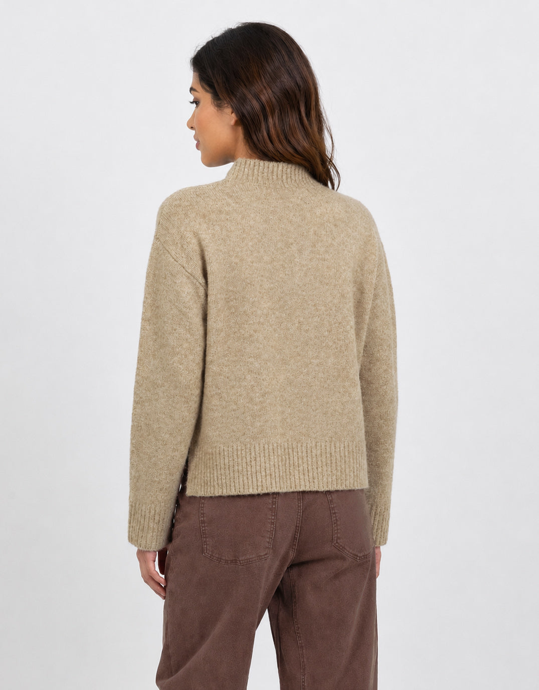 Stories Be Told Forage Mock Neck Long Sleeve Jumper (Biscuit)