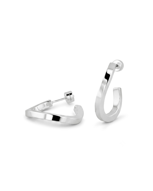 Image of Earrings. Product name - Formation Silver Hoop Earrings in colour by brand - LAVANA