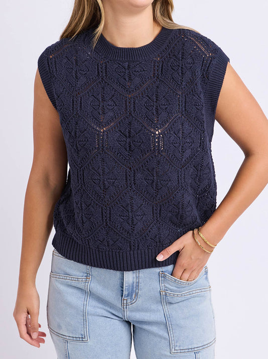 Image of Coats & Jackets. Product name - Foxwood Luna Knit Vest in Dark Sapphire colour by brand - Foxwood