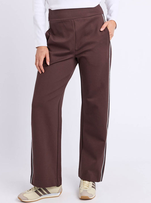 Image of a model wearing Pants. Product name - FOXWOOD LONDON PANT in Coffee colour by brand - Foxwood