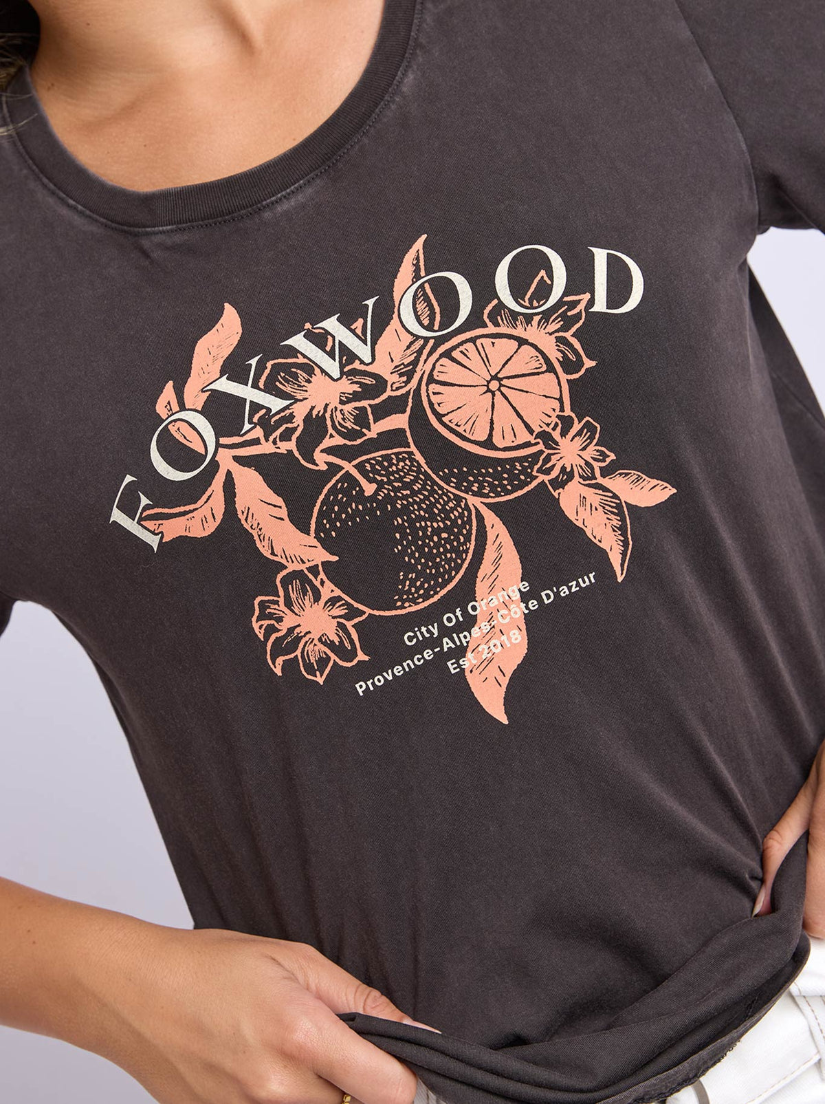 Foxwood Citrus Tee (Washed Black)