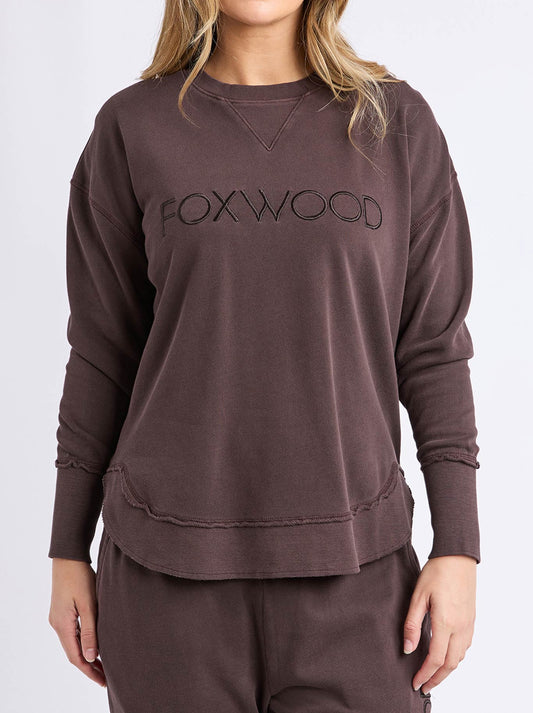 Image of a model wearing Tops. Product name - Foxwood Simplified Crew in Coffee colour by brand - Foxwood
